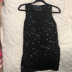 Size M INC black sequined razor back top